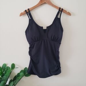 Ribbed NWOT Swim Tankini - V Neck - Black  S
